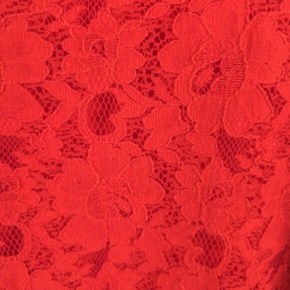 NWT DIANE VON FURSTENBERG Coral Red Sleeveless Shell 12215DVF Lace Top LARGE - Picture 9 of 11